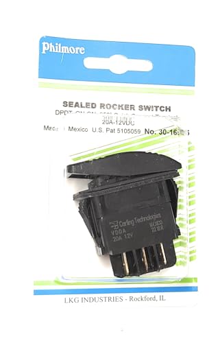 Marine Grade DPDT Rocker Switch, 20 Amp, 6 Quick Connect Terminals, 1.45" x 0.83" Hole