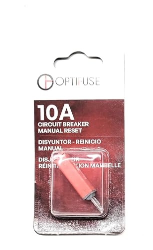 Circuit Breaker 10 AMP Manual Push to Reset (Same Blade Plug in AS ATM Fuse) Automotive Type Breaker (OPTIFUSE) 10 AMP Manual Reset MRCBP4-PM-10A