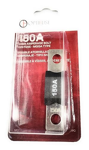 Fuse MEGA 150 AMP Automotive Type Fuse 32V MAX OPTIFUSE MGGA-150A Bolt-ON (MOUNTS with Two Holes 50MM Apart Center to Center) 18 MM Wide 10MM Height