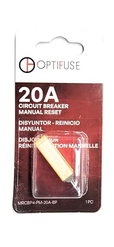 Circuit Breaker 20 AMP Manual Push to Reset (Same Blade Plug in AS ATM Fuse) Automotive Type Breaker (OPTIFUSE) 20 AMP Manual Reset MRCBP4-PM-20A