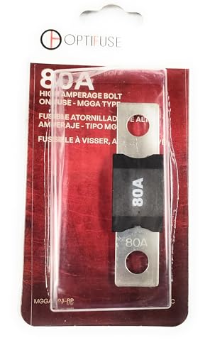 Fuse MEGA 80 AMP Automotive Type Fuse 32V MAX OPTIFUSE MGGA-80A Bolt-ON (MOUNTS with Two Holes 50MM Apart Center to Center) 18 MM Wide 10MM Height
