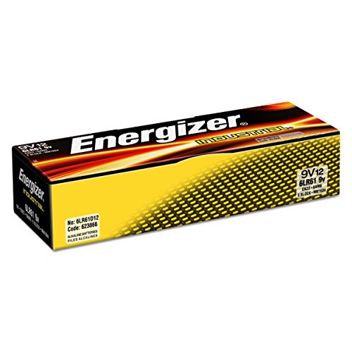 Energizer EN22 Industrial Alkaline Batteries, 9V, Box of 12