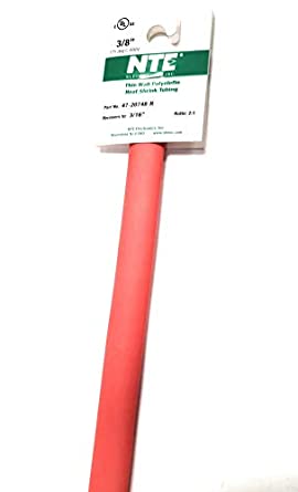 NTE Electronics 47-20748-R Heat Shrink Tubing, Thin Wall, 2:1 Shrink Ratio, 3/8" Diameter, 48" Length, Red