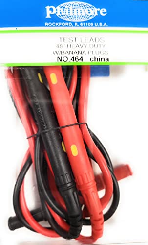 TEST LEADS 48 INCH LONG 1 RED 1 BLACK BANANA PLUG FITS MOST MULTIMETERS 464 PHILMORE