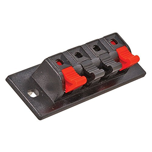 GC 33-1404 Terminal Speaker Connector, 4 Posts, Spring Jack, 3" x 1" Size, 2 Red/2 Black (Pack of 2)