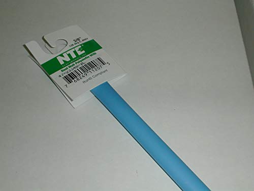 NTE Electronics 47-23348-BL Heat Shrink Tubing, Dual Wall with Adhesive, 3:1 Shrink Ratio, 3/8" Diameter, 48" Length, Blue