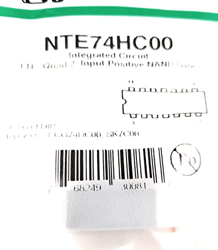 NTE74HC00 QUAD 2 IN POS NAND GATE THRU HOLE MOUNT (1PC)14 PIN